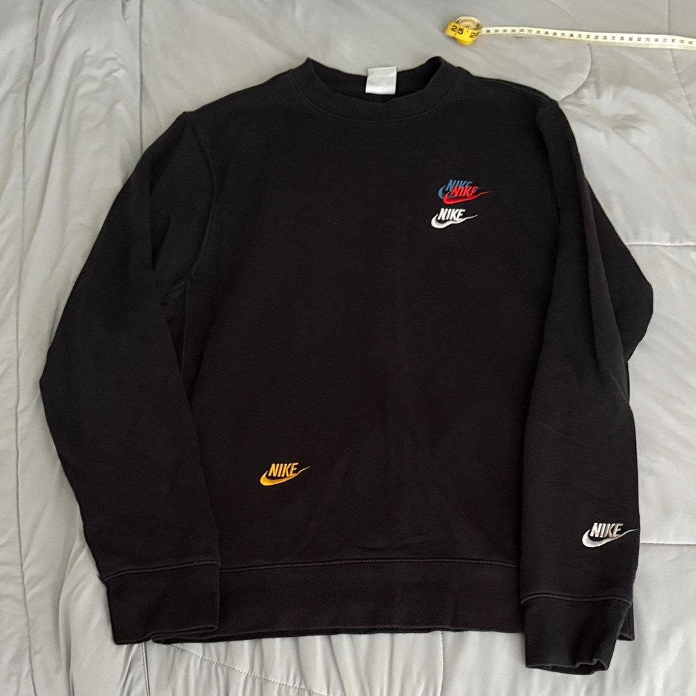 Nike Black Crewneck sweatshirt  with Colorful embroidered Logos